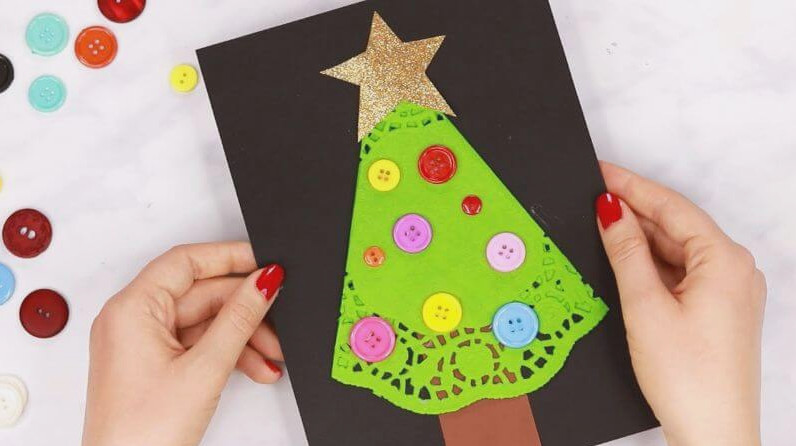 Doily Christmas Tree Craft for Kids