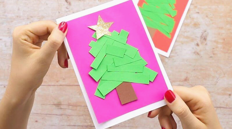Paper Strips Simple Christmas Card