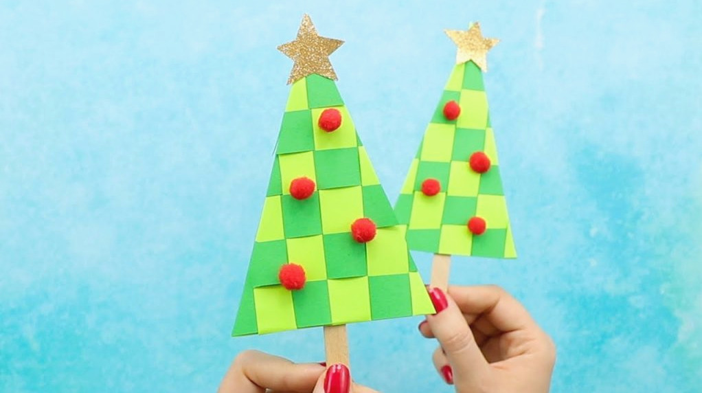 Paper Weaving Christmas Tree Craft Ideas for Kids