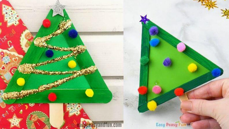 Simple Christmas Tree Craft for Kids from Craft Sticks