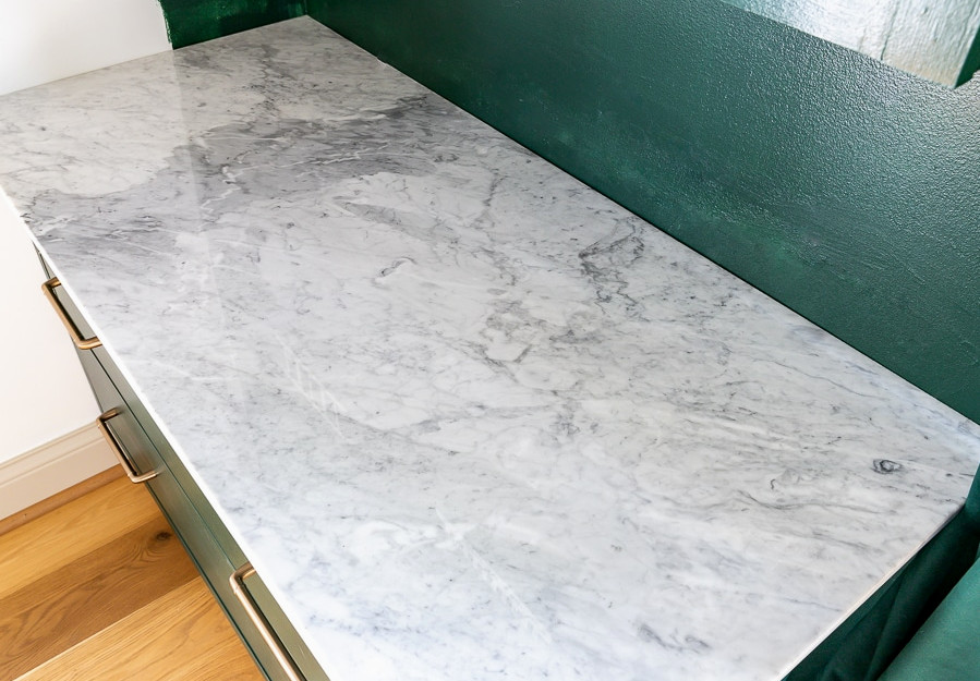 How to add marble countertops to a cabinet