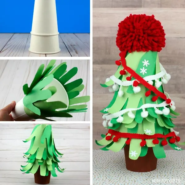 handprint Christmas tree craft collage