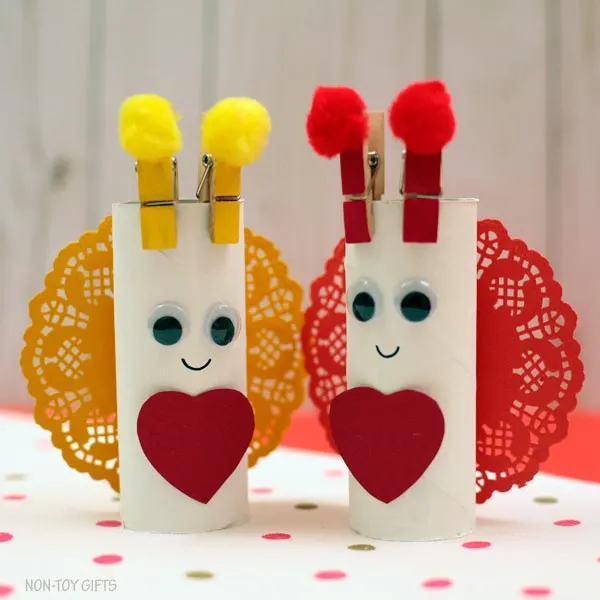Heart and paper tube love bug project