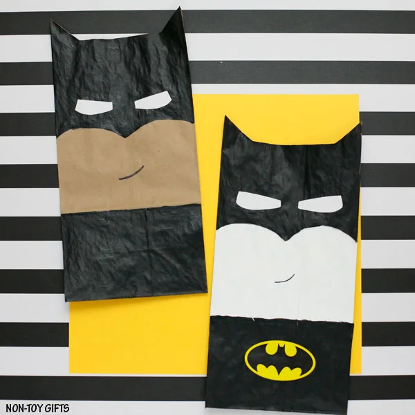 Paper bag superhero craft for kids: Batman