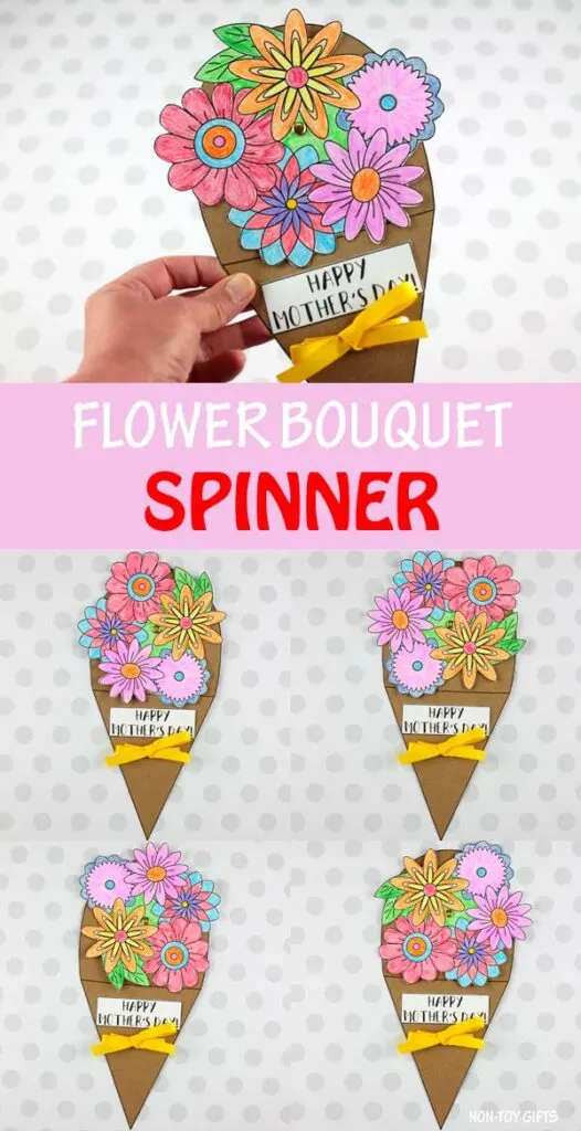 Flower bouquet spinner craft for kids to make for mom for Mother's Day
