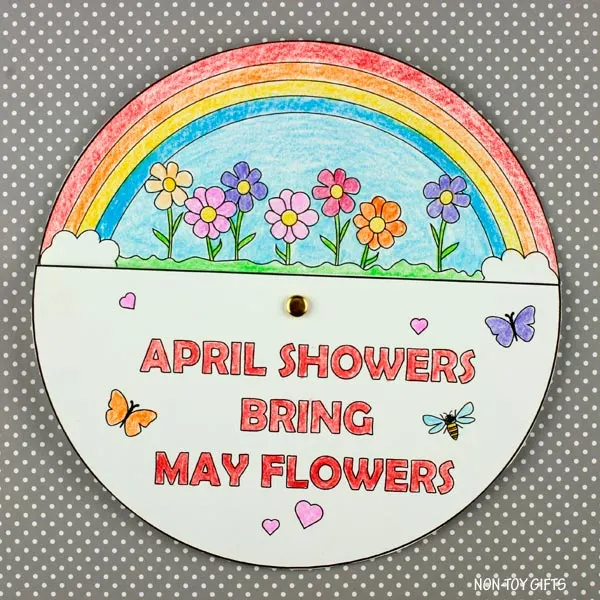 April showers bring May flowers spinner project for children