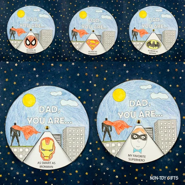 Father's Day superhero spinner craft for kids