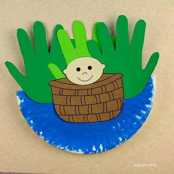 template for a baby Moses handprint craft