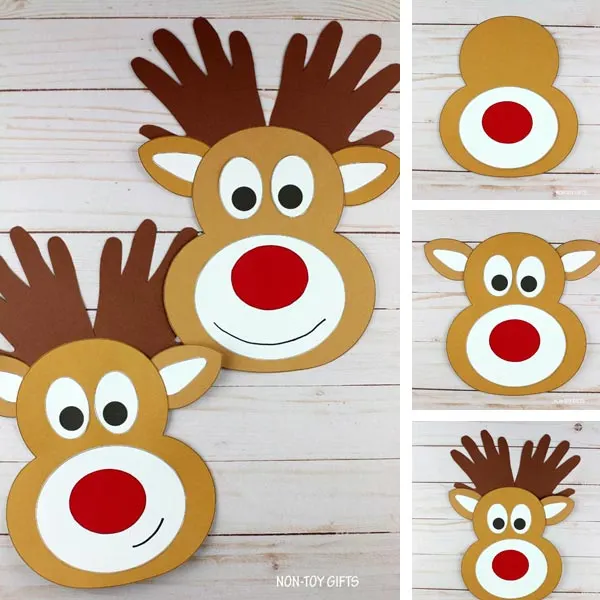 Handprint reindeer craft collage