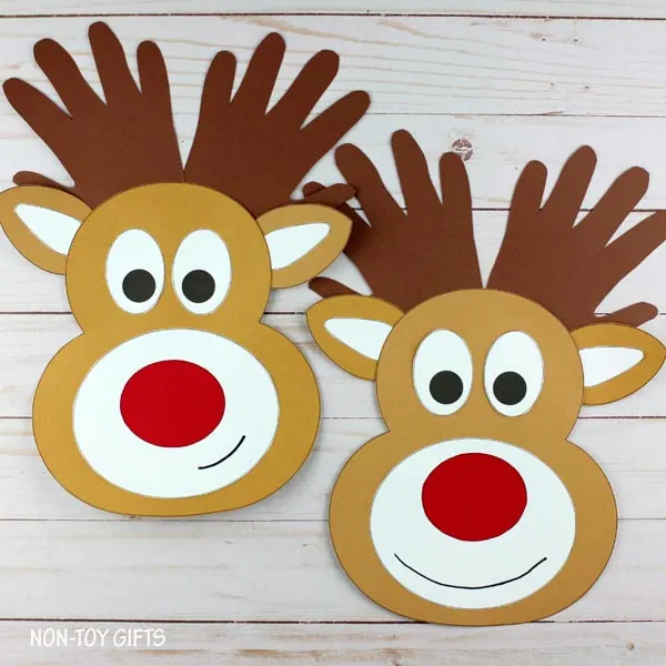 Handprint reindeer Christmas project for children