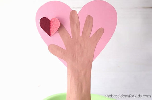 Place Hearts on Handprint Tree