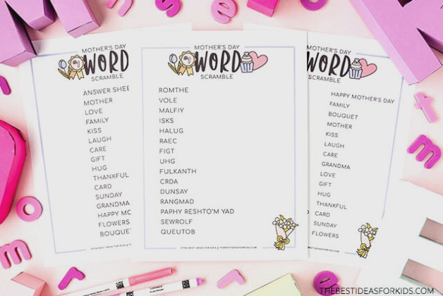 Free Printable Mother's Day Word Scramble
