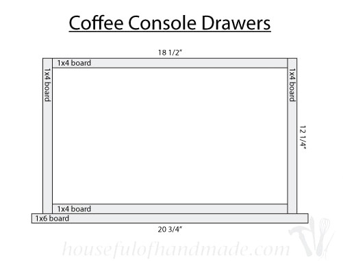 1x4 drawer box with 1x6 drawer fron assembly drawing.