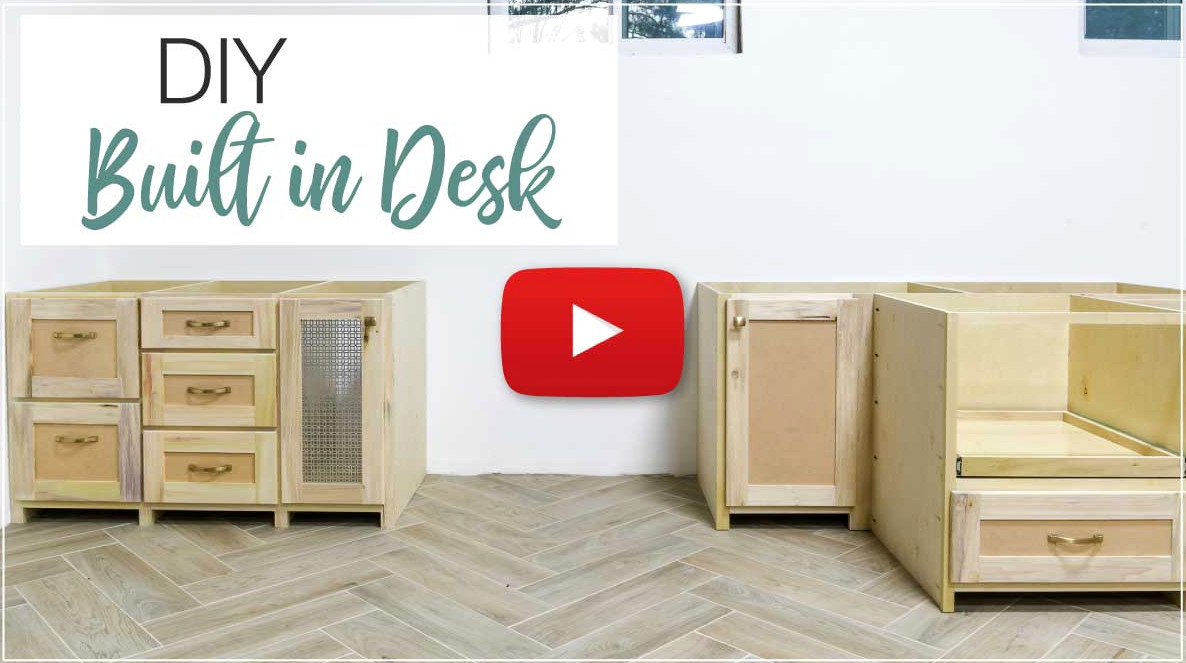 YouTube thumbnail featuring a DIY built in desk video.