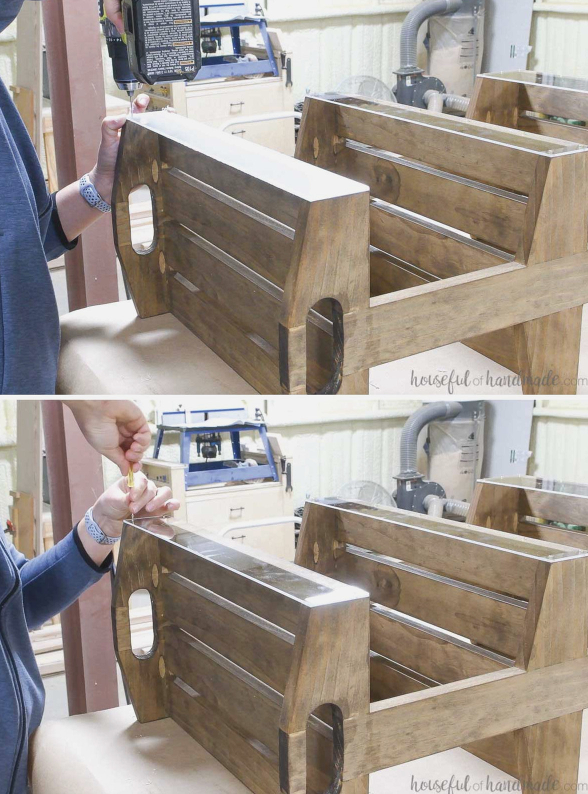 Drilling pilot holes and fastening the plexiglass with small screws.