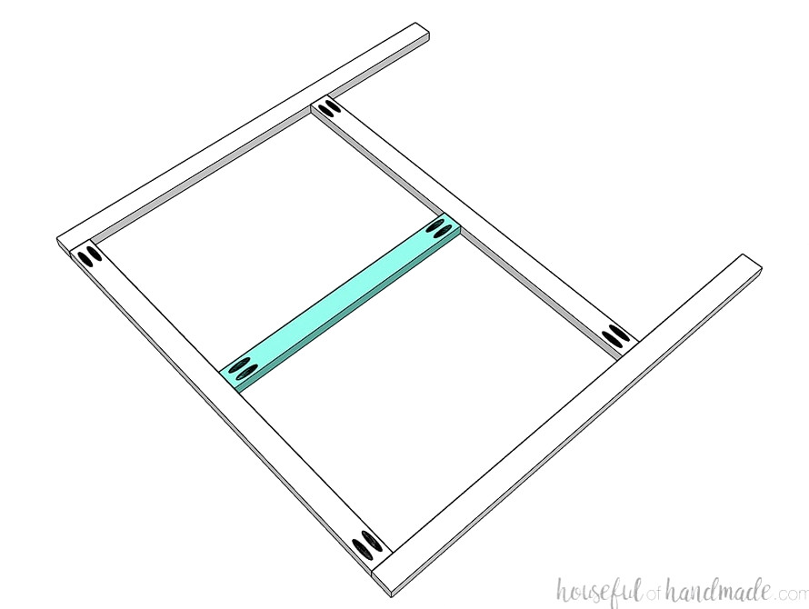 Attaching the center stile to the apron sink cabinet face frame. 