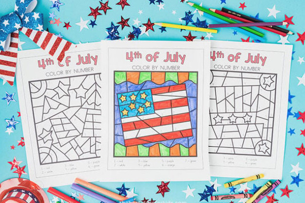 Free printable 4th of July color by number