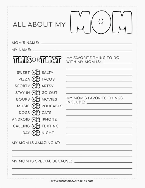 All About My Mom This or That Activity