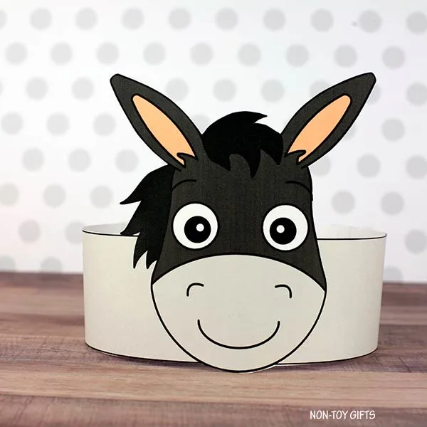 Donkey Headband Craft for Kids with Printable - farm animal craft