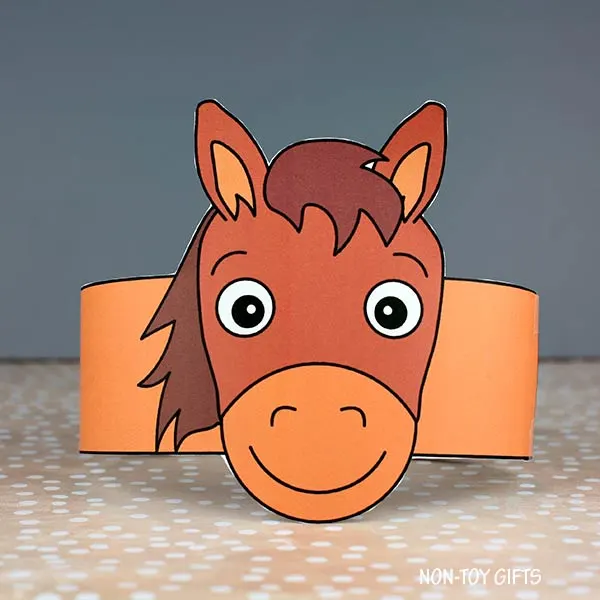 farm animal project: Horse Paper Hat Printable