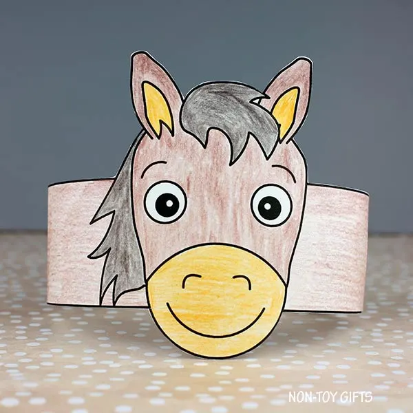 coloring Horse Paper Hat Printable