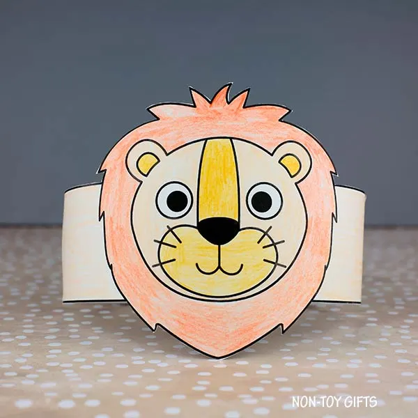 coloring zoo animal craft: Lion Paper Hat Printable