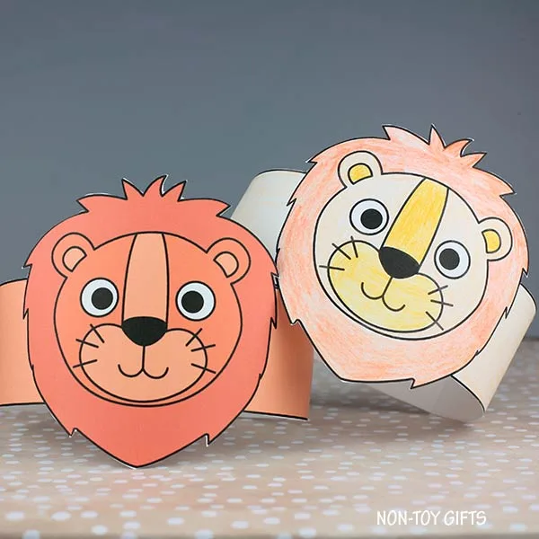 Lion Paper Hat template for kids