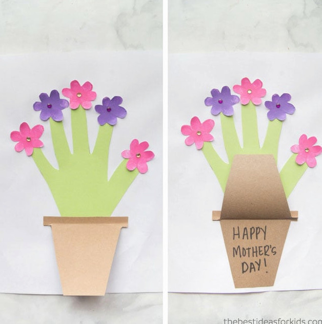 Handprint and Fingerprint Flower for Mother’s Day