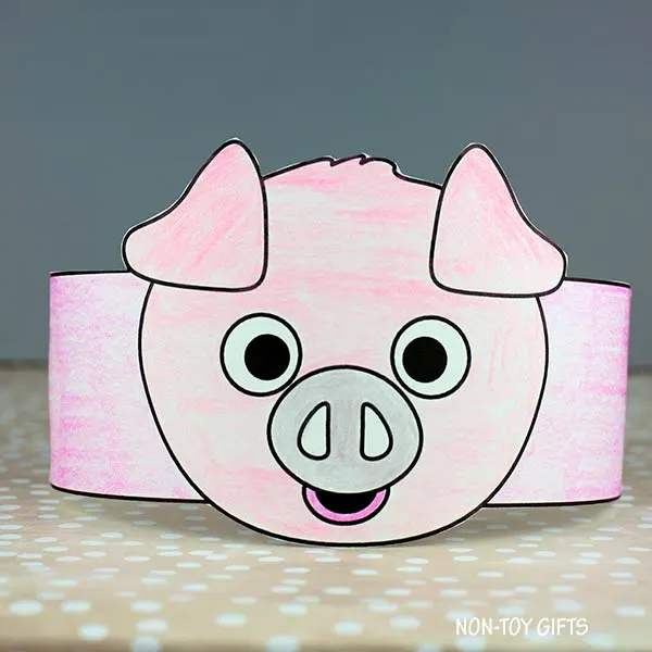 coloring Pig paper hat printable
