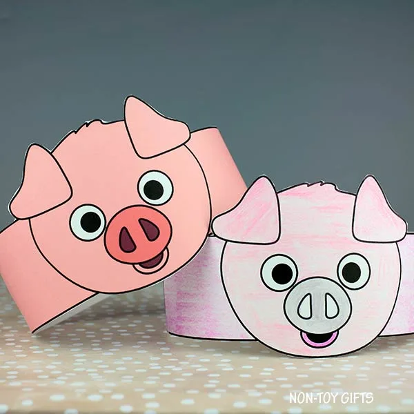 Pig paper hat printable for kids