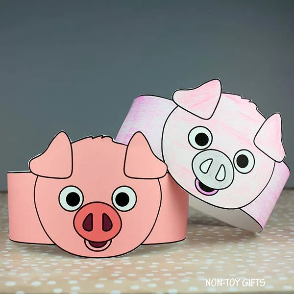 Pig paper hat template for kids