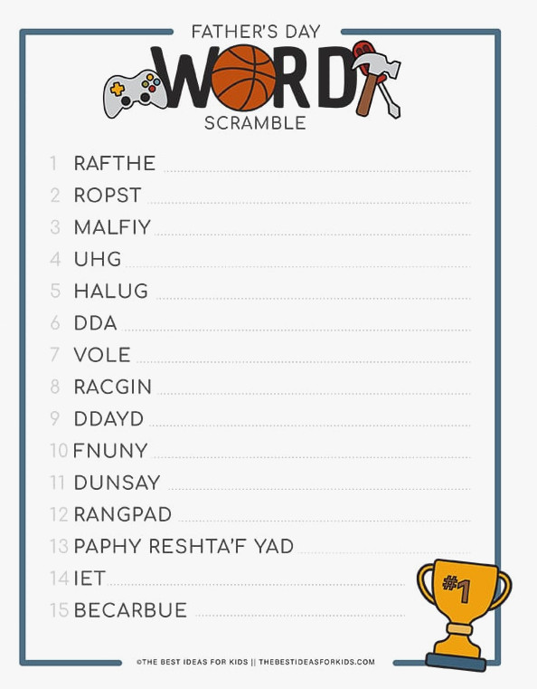 Father's Day Word Scramble Sheet
