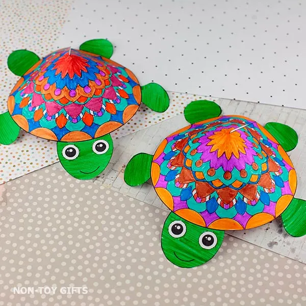 Mandala Turtle 3D Craft for preschoolers