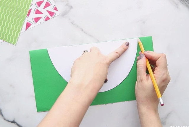 Trace Watermlon Template on Green Paper
