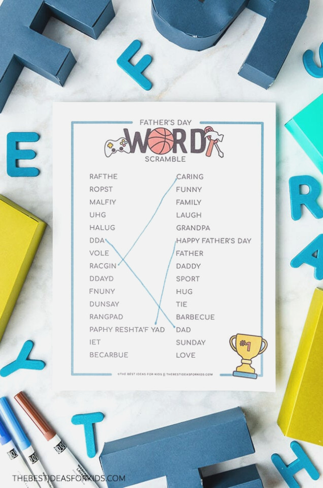 Word Scramble Match Father's Day