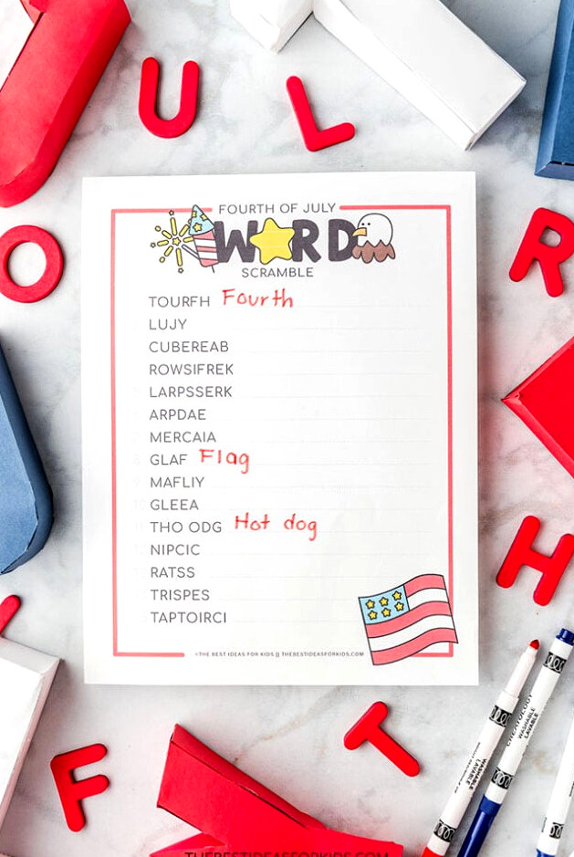 fourth of july word scramble