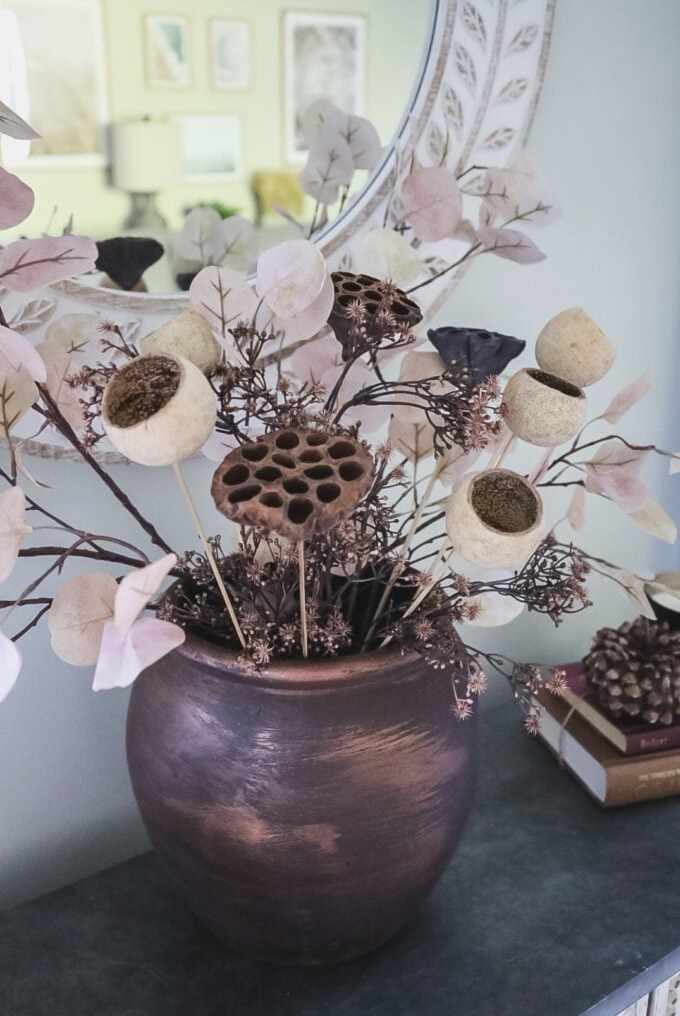 floral display in a Pottery Barn-inspired vase