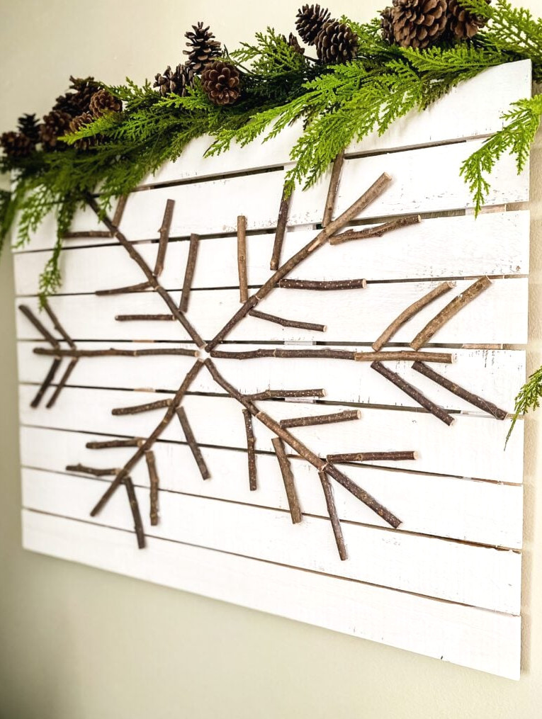 wooden snowflake wall decor