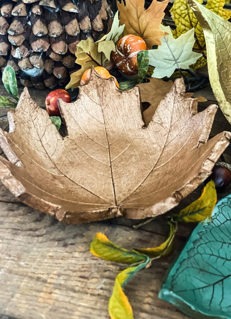 copper clay leaf bowl