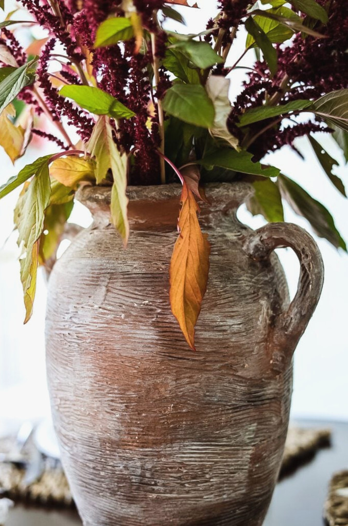 DIY weathered terra cotta vase