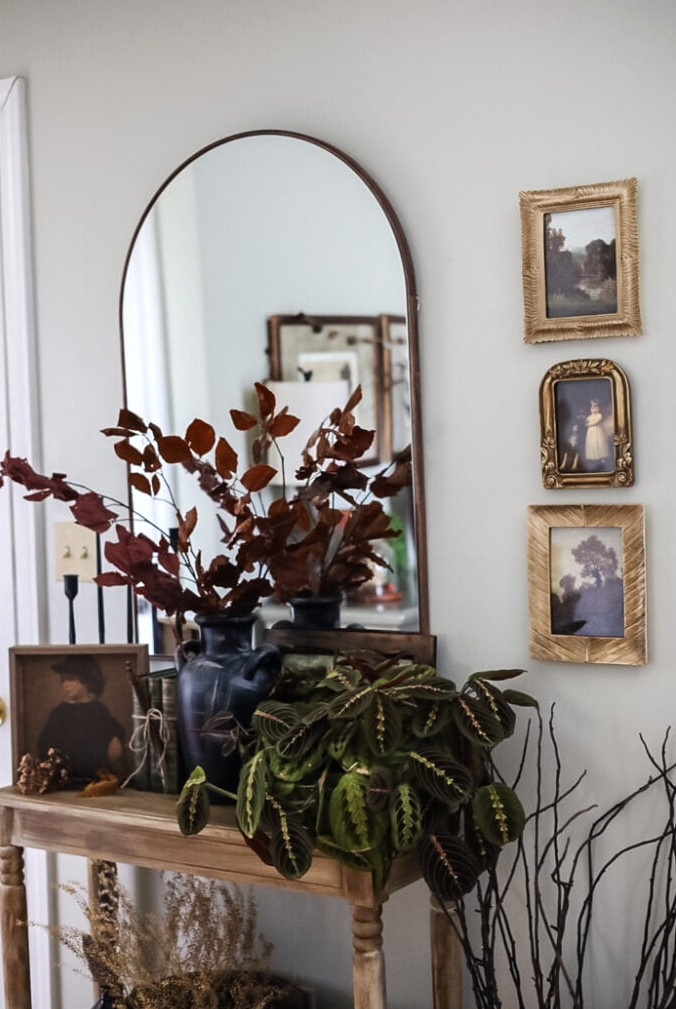 entryway table styled for fall