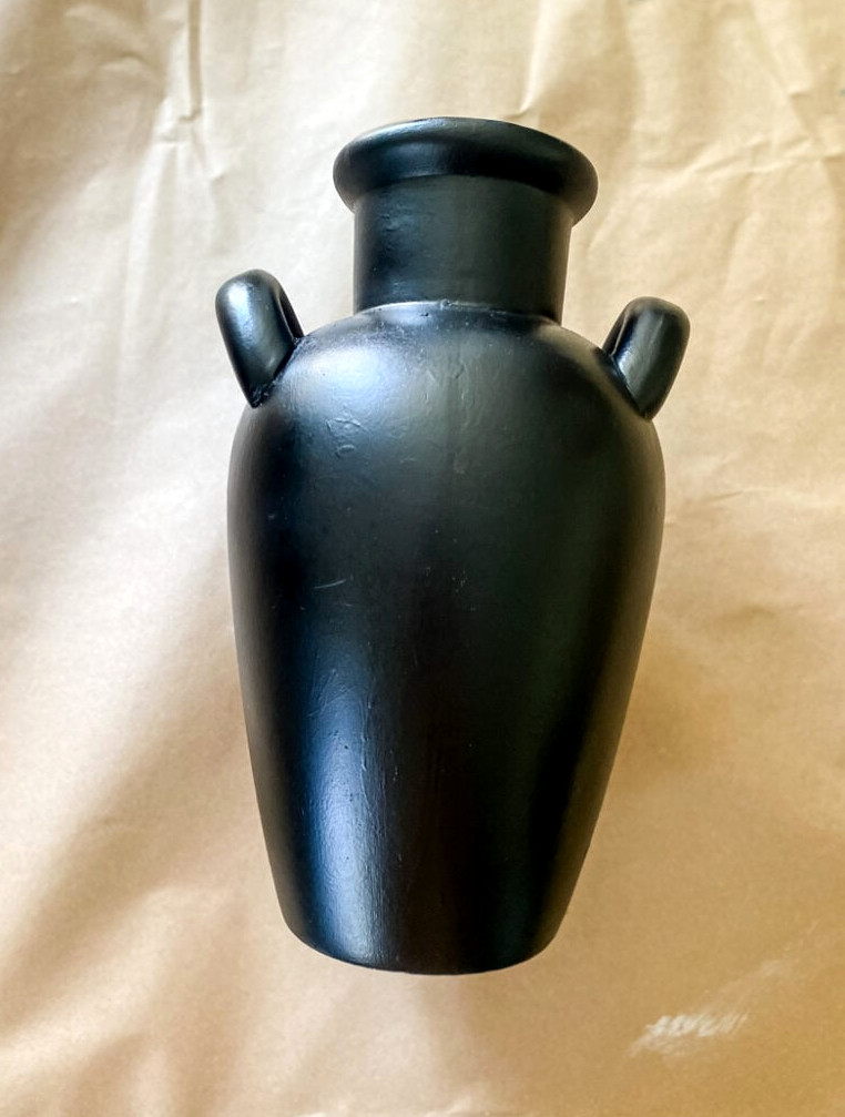 black-painted handled vase