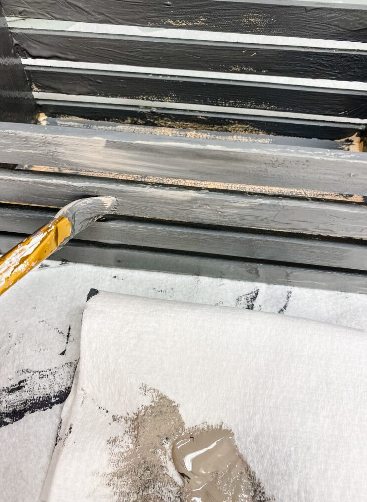painting a wooden crate