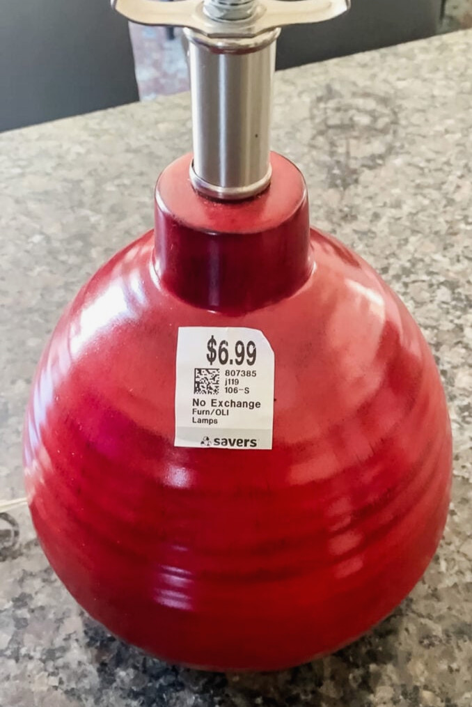 red lamp base from the thrift store