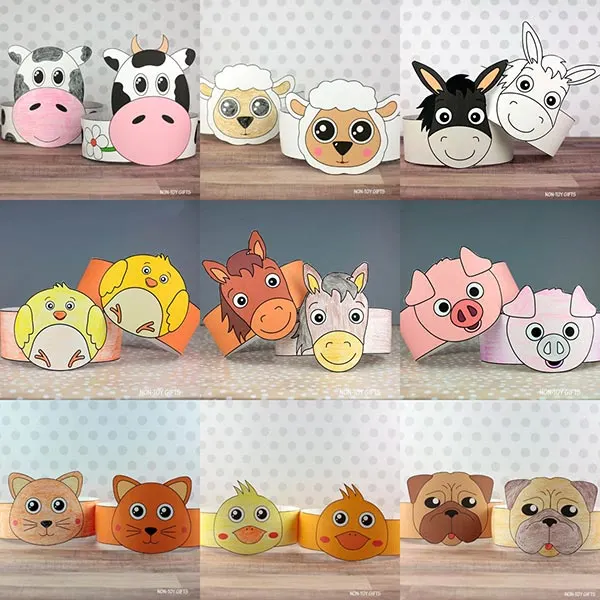 Farm Animal Paper Hats