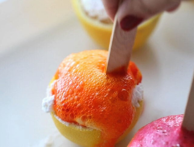 Add Popsicle Stick into Lemon