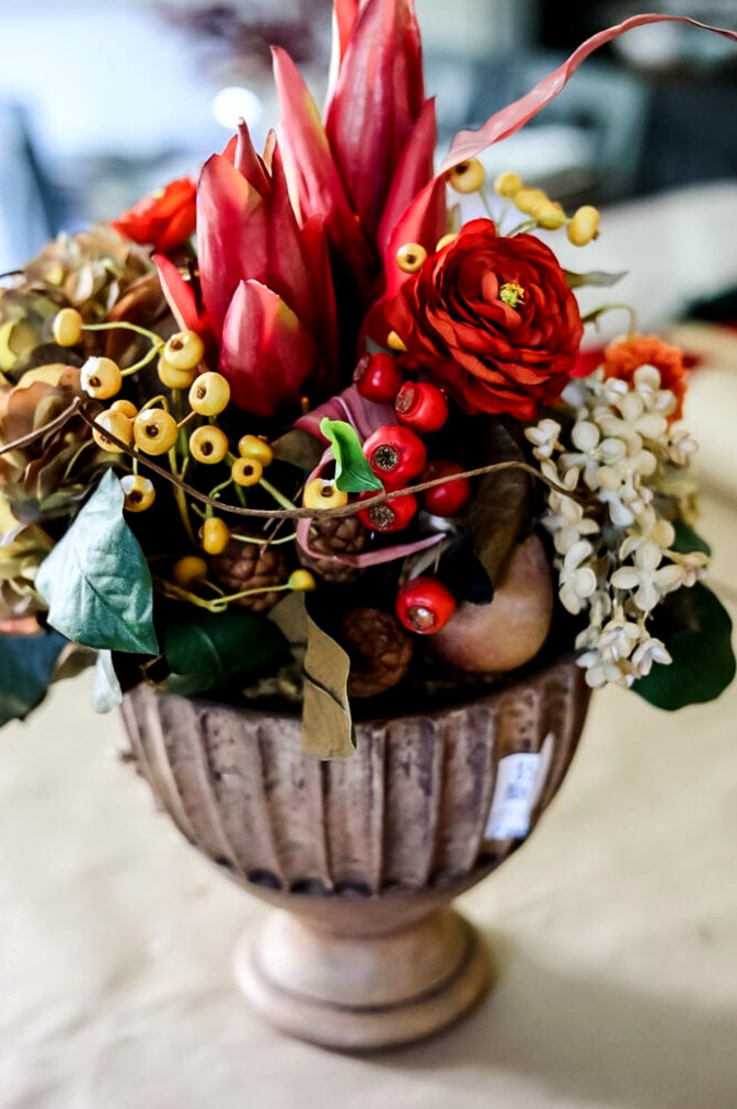 thrift store flower arrangement