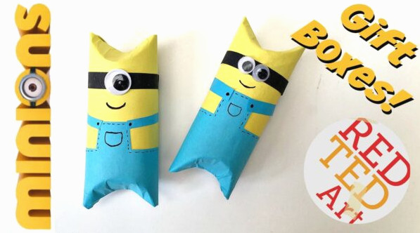 minion gift box - these fun little TP Roll Minions make adorable gift boxes. fill them with treats for Father's Day?!
