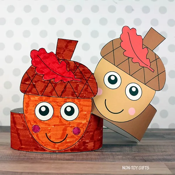 printable acorn paper hat for children