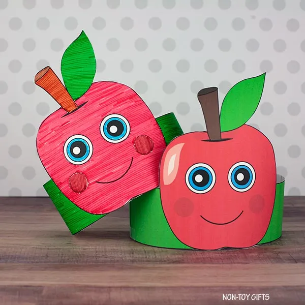 apple paper hat craft for kids